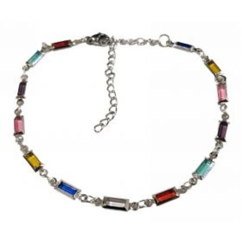 Kostibas 2012-564A, Βραχιόλι Ποδιού, Μεταλλικό, Ασημί/Πολύχρωμο