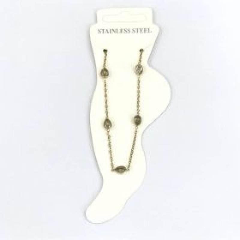 Kostibas 2013-622XL, Βραχιόλι Ποδιού, Ατσάλι, Χρυσό/Λευκό