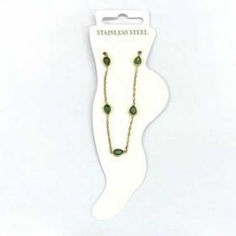 Kostibas 2013-622XN, Βραχιόλι Ποδιού, Ατσάλι, Χρυσό/Πράσινο