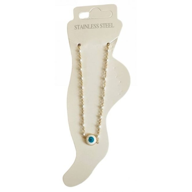 Kostibas 2013-710XL, Βραχιόλι Ποδιού, Ατσάλι, Χρυσό/Λευκό