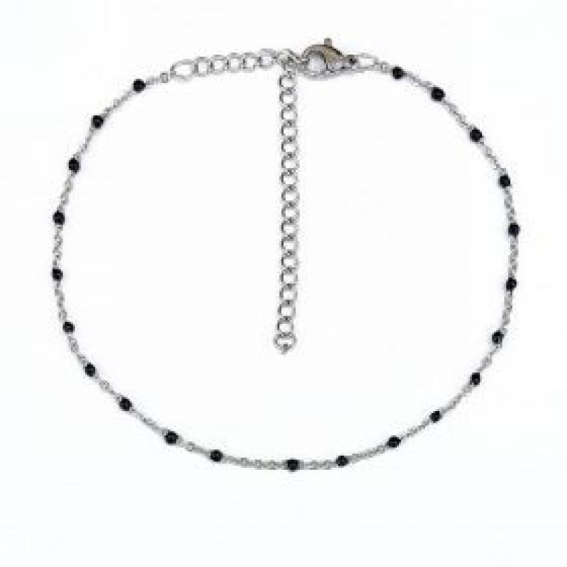 Kostibas 2013-721AM, Βραχιόλι Ποδιού, Ατσάλι, Σμάλτος, Ασημί/Μαύρο