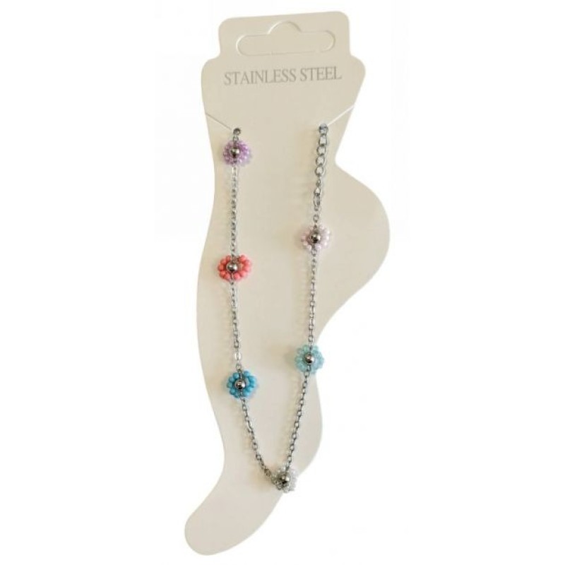 Kostibas 2013-731A, Βραχιόλι Ποδιού, Ατσάλι, Ασημί/Πολύχρωμο