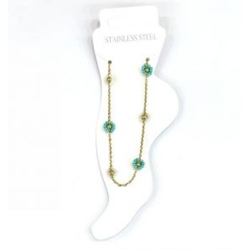 Kostibas 2013-732X, Βραχιόλι Ποδιού, Ατσάλι, Χρυσό/Τιρκουάζ