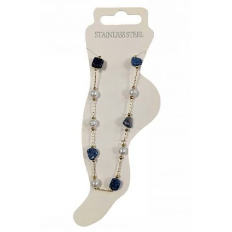 Kostibas 2013-766XB, Βραχιόλι Ποδιού, Ατσάλι, Πέτρα, Χρυσό/Πολύχρωμο