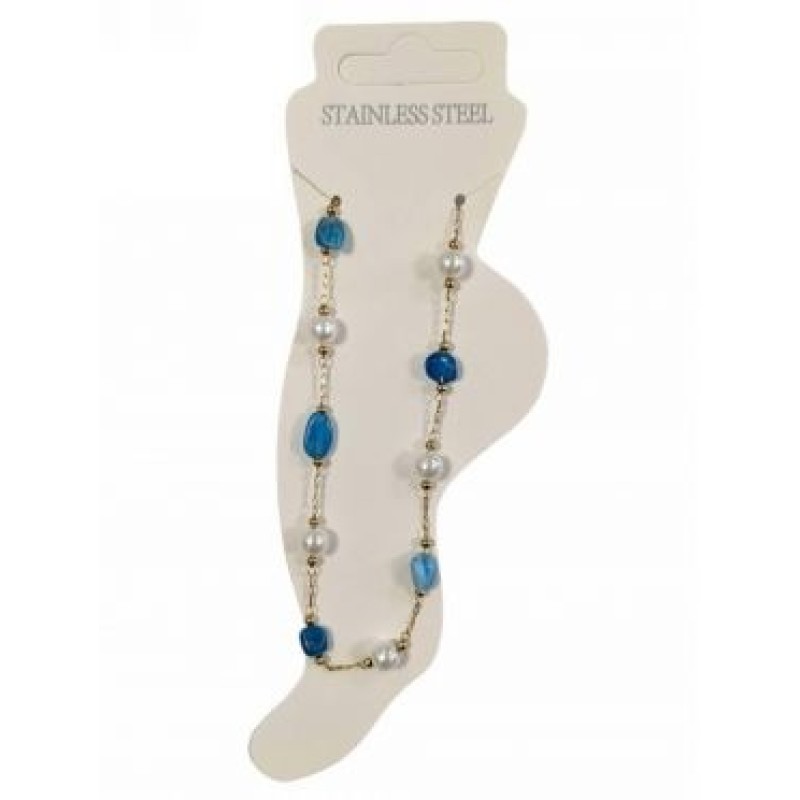 Kostibas 2013-766XT, Βραχιόλι Ποδιού, Ατσάλι, Πέτρα, Χρυσό/Τιρκουάζ