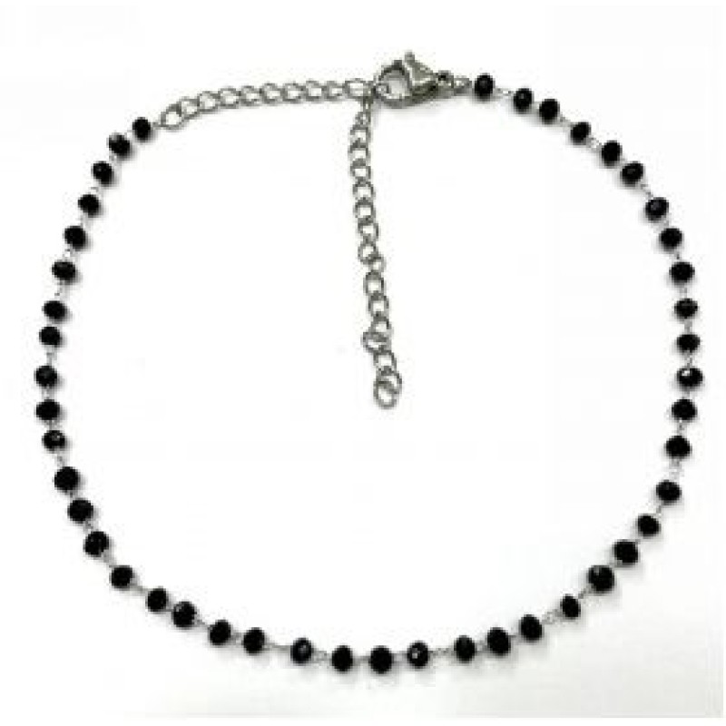 Kostibas 2013-847M, Βραχιόλι Ποδιού, Ατσάλι, Πέρλα, Μαύρο