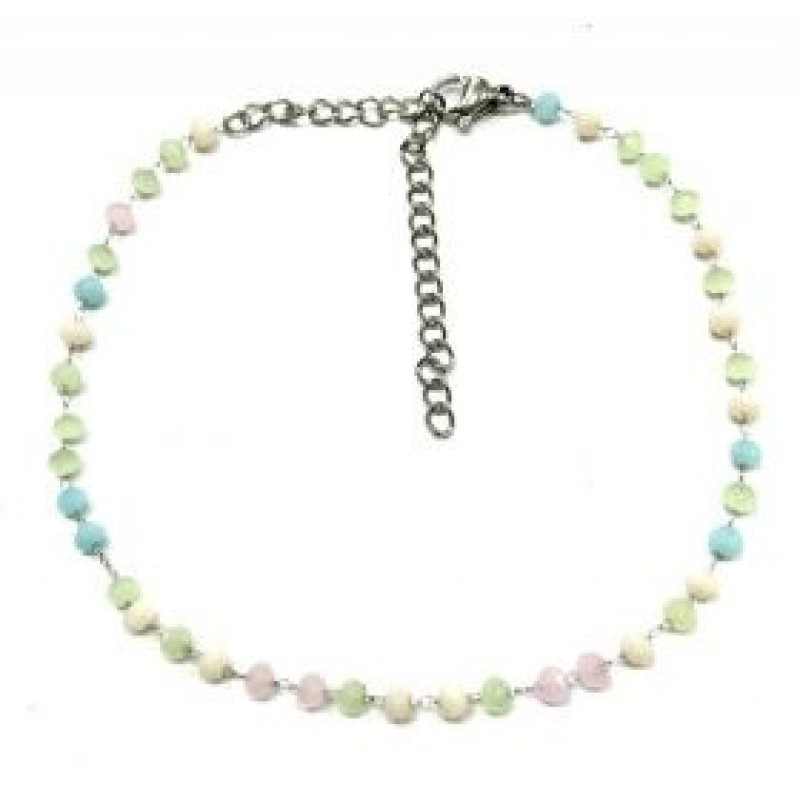 Kostibas 2013-847O, Βραχιόλι Ποδιού, Ατσάλι, Πέρλα, Πολύχρωμο