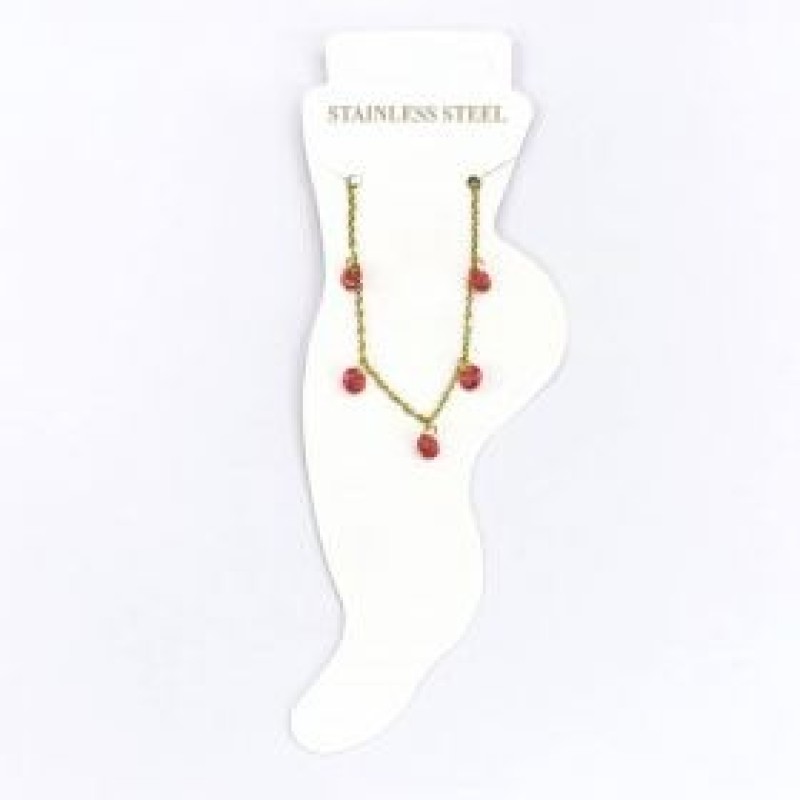 Kostibas 2013-868XF, Βραχιόλι Ποδιού, Ατσάλι, Γυαλί, Χρυσό/Φούξια