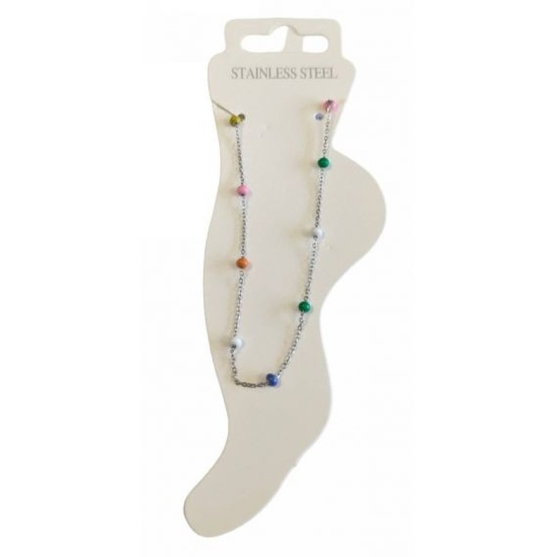 Kostibas 2013-881AO, Βραχιόλι Ποδιού, Ατσάλι, Σμάλτο, Ασημί/Πολύχρωμο