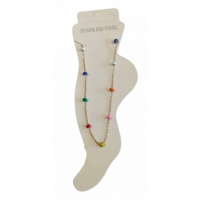 Kostibas 2013-881XO, Βραχιόλι Ποδιού, Ατσάλι, Σμάλτο, Χρυσό/Πολύχρωμο