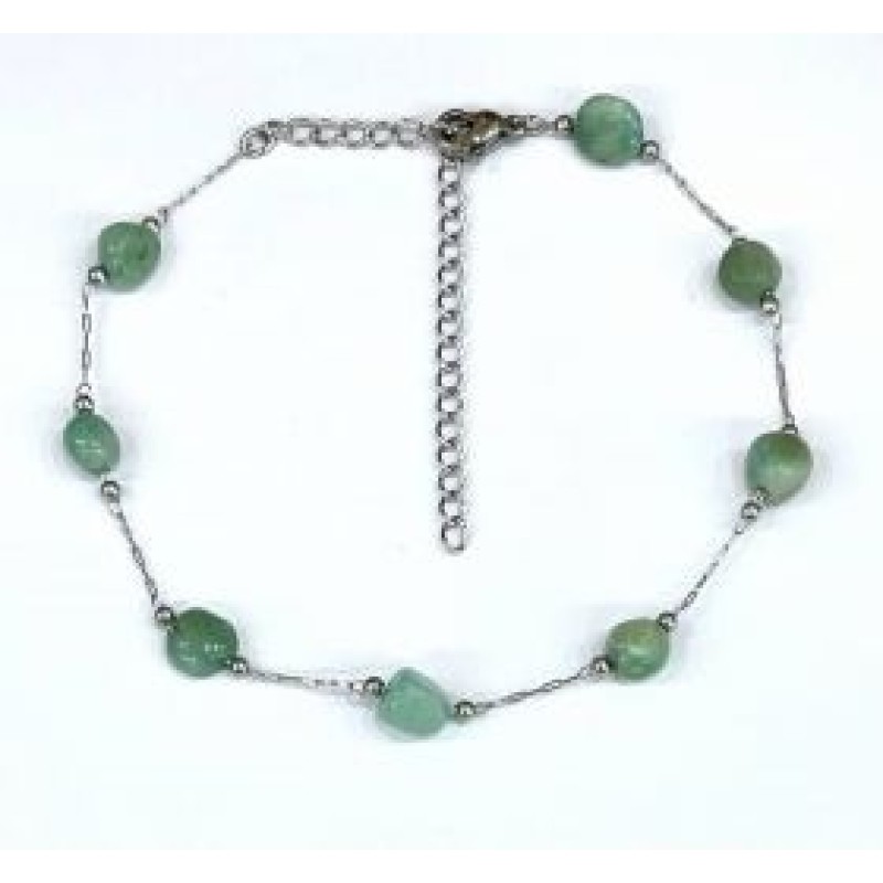 Kostibas 2013-909AP, Βραχιόλι Ποδιού, Ατσάλι, Πέτρα, Ασημί/Πράσινο