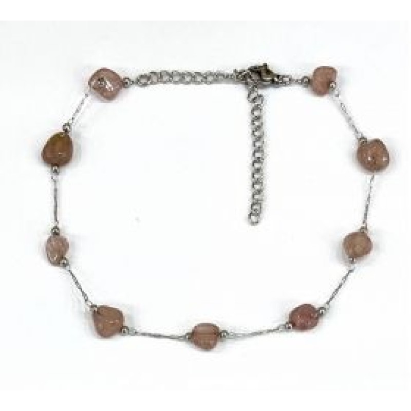 Kostibas 2013-909AR, Βραχιόλι Ποδιού, Ατσάλι, Πέτρα, Ασημί/Ροζ