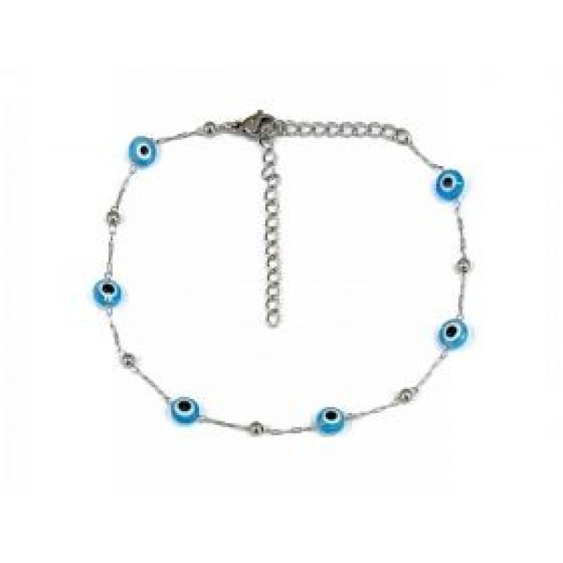 Kostibas 2013-910AT, Βραχιόλι Ποδιού, Ατσάλι, Ασημί/Μπλε