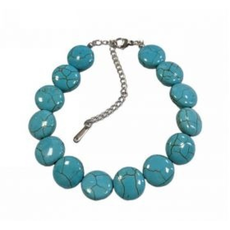 Kostibas 2014-611D, Βραχιόλι Ποδιού, Ατσάλι, Πέτρα, Τιρκουάζ