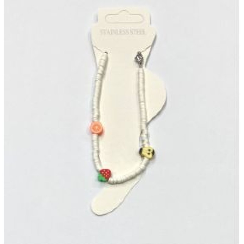 Kostibas 2042-021, Βραχιόλι Ποδιού, Φίμο, Λευκό