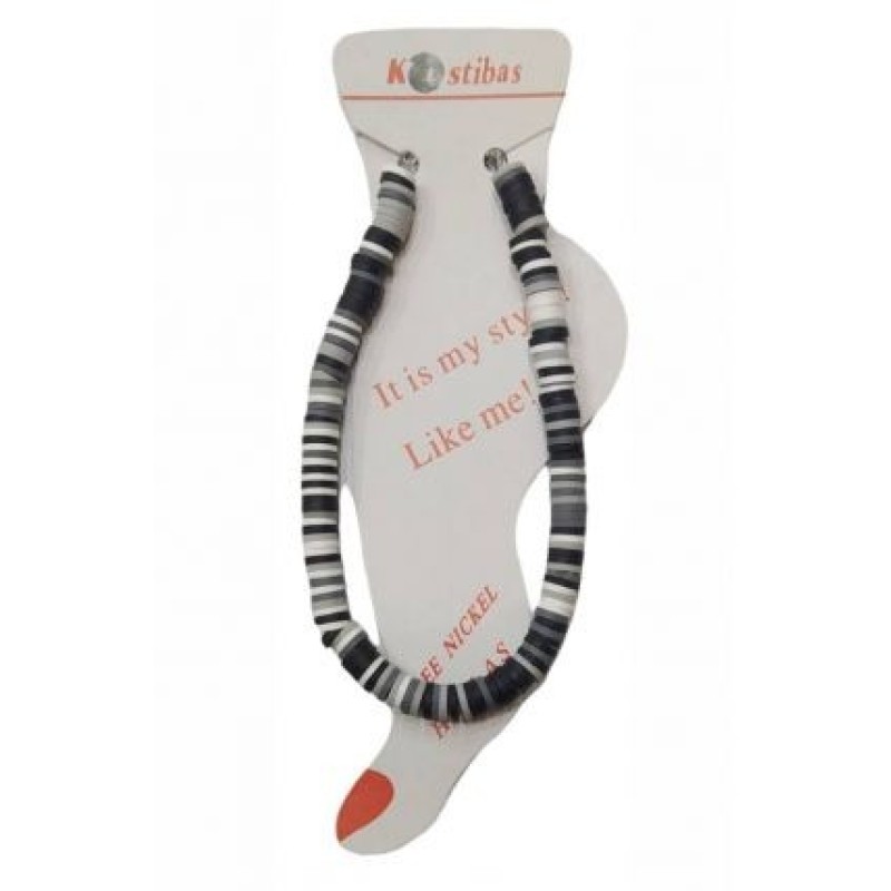 Kostibas 2042-024O6, Βραχιόλι Ποδιού, Φίμο, Ασπρόμαυρο