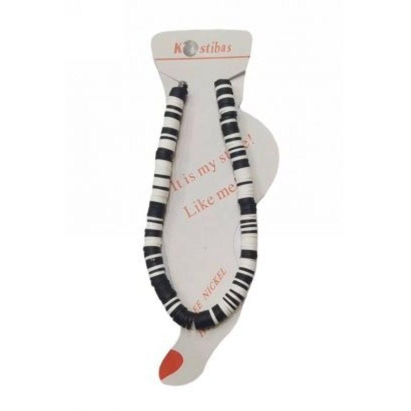 Kostibas 2042-024O8, Βραχιόλι Ποδιού, Φίμο, Ασπρόμαυρο