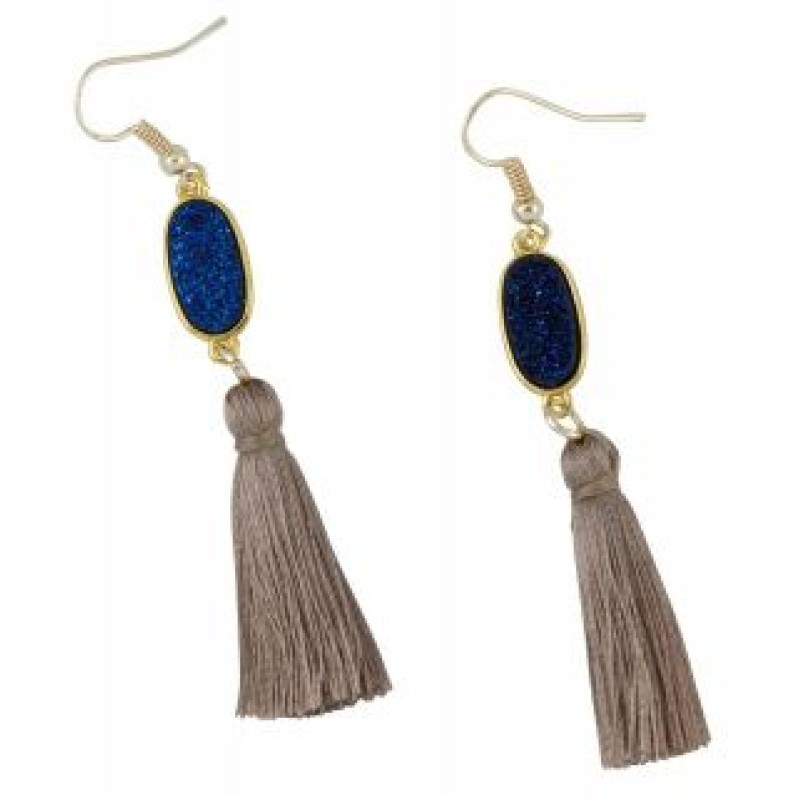 Kostibas 3012-819B, Σκουλαρίκια Κρεμαστά, Μεταλλικό, Μπλε