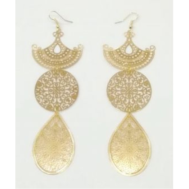 Kostibas 3012-839X, Σκουλαρίκια Κρεμαστά, Μεταλλικό, Χρυσό