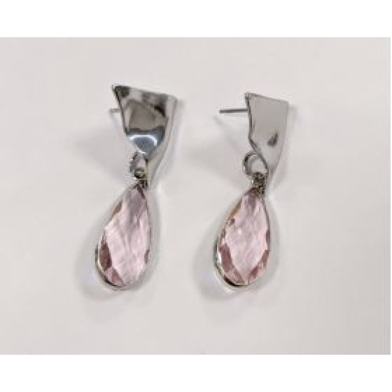 Kostibas 3012-931AR, Σκουλαρίκια Κρεμαστά, Μεταλλικό, Ασημί/Ροζ