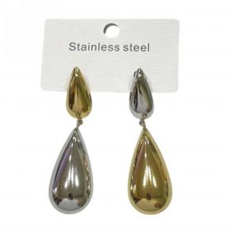 Kostibas 3013-512O, Σκουλαρίκια, Ατσάλι, Ασημί/Χρυσό