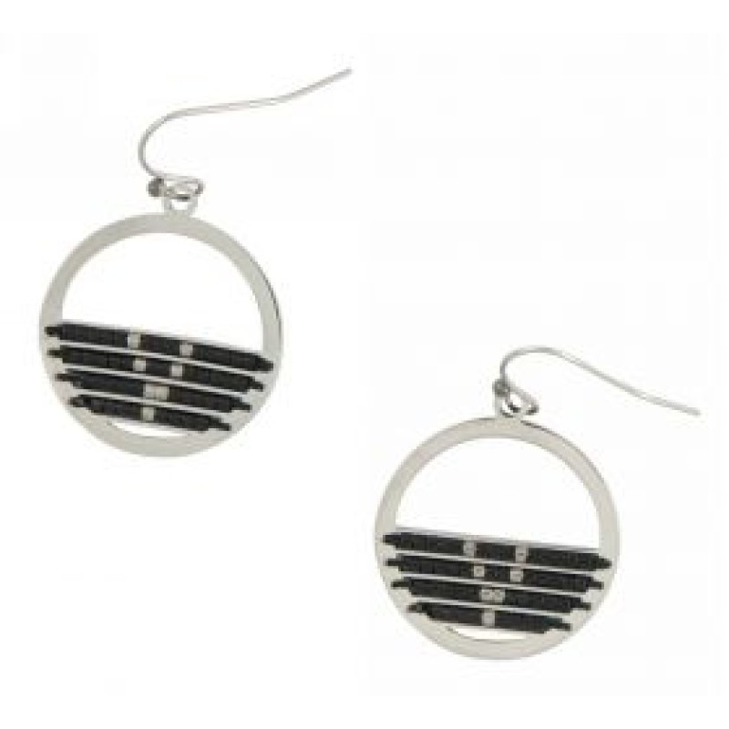 Kostibas 3013-602AM, Σκουλαρίκια, Ατσάλι, Ασημί/Μαύρο