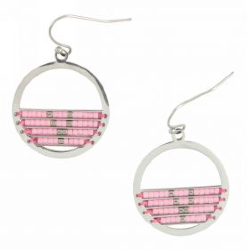 Kostibas 3013-602AR, Σκουλαρίκια, Ατσάλι, Ασημί/Ροζ