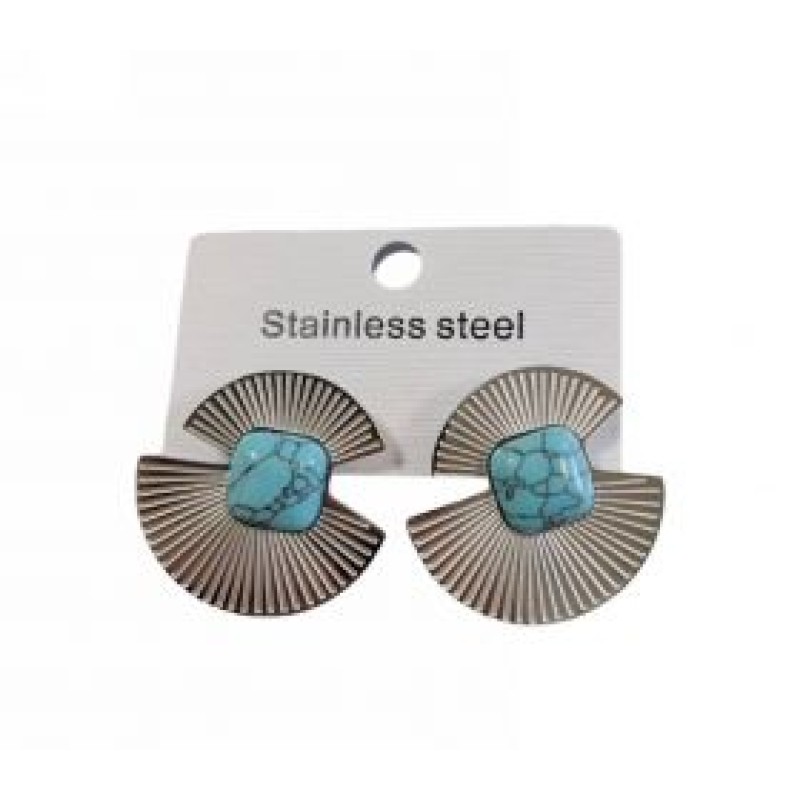 Kostibas 3013-605AD, Σκουλαρίκια, Ατσάλι, Ασημί/Τιρκουάζ
