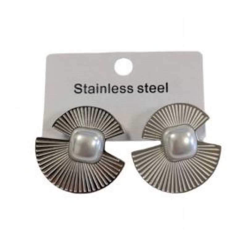 Kostibas 3013-605AL, Σκουλαρίκια, Ατσάλι, Ασημί/Λευκό