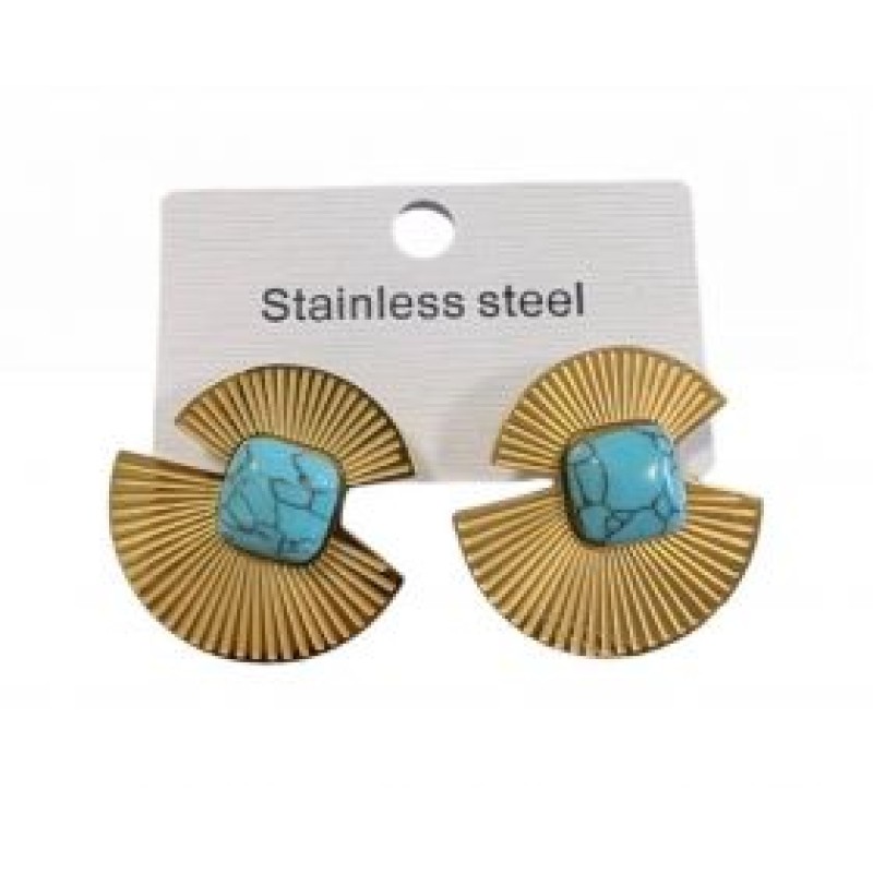 Kostibas 3013-605XD, Σκουλαρίκια, Ατσάλι, Χρυσό/Τιρκουάζ