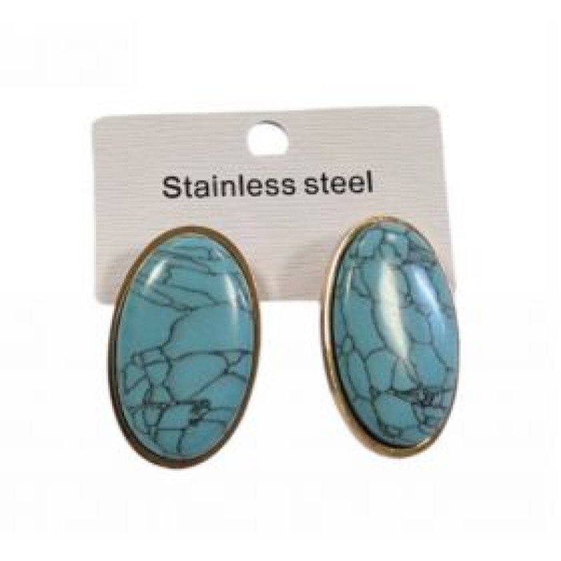 Kostibas 3013-606XD, Σκουλαρίκια, Ατσάλι, Χρυσό/Τιρκουάζ