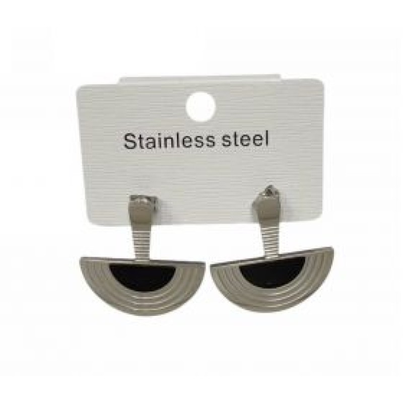 Kostibas 3013-608AM, Σκουλαρίκια, Ατσάλι, Ασημί/Μαύρο