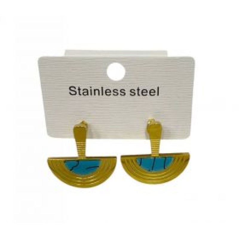 Kostibas 3013-608XT, Σκουλαρίκια, Ατσάλι, Χρυσό/Τιρκουάζ