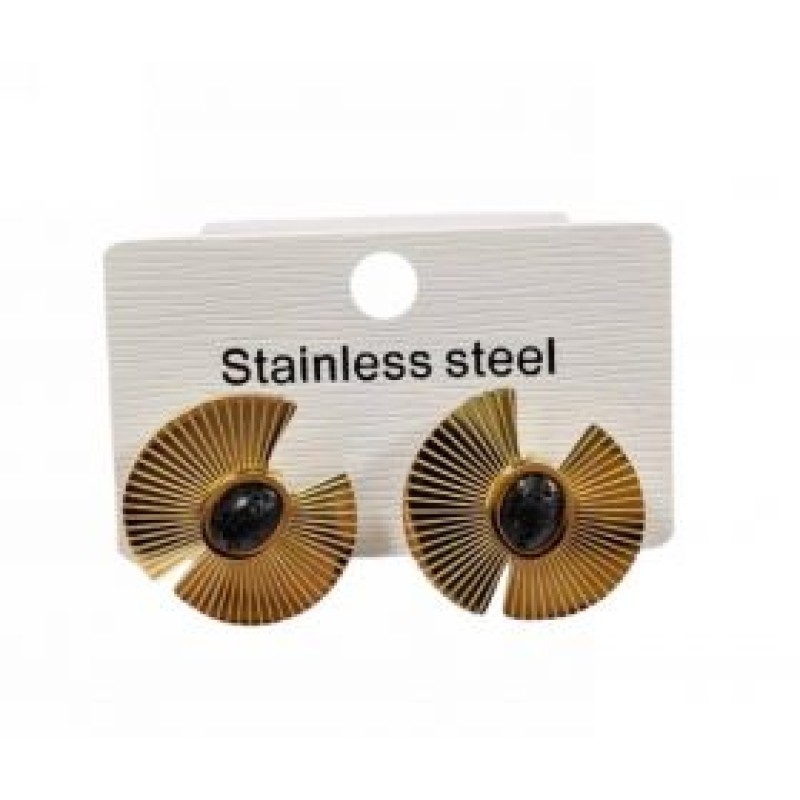 Kostibas 3013-609XA, Σκουλαρίκια, Ατσάλι, Χρυσό/Μαύρο