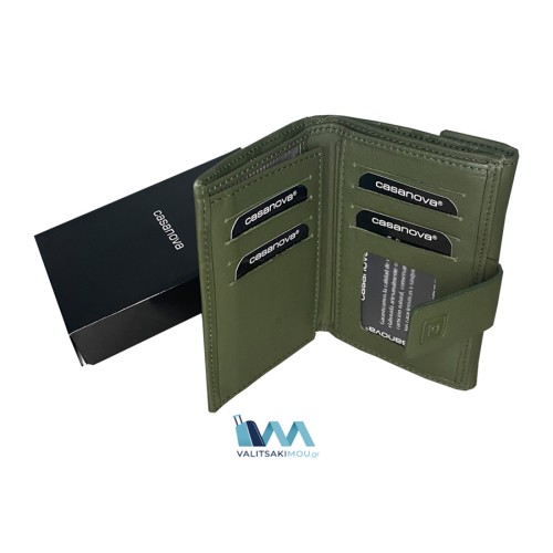 Casanova 34114, Πορτοφόλι Γυναικείο, Δερμάτινο, Πράσινο