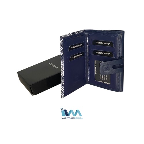 Casanova 32814, Πορτοφόλι Γυναικείο, Δερμάτινο, Μπλε