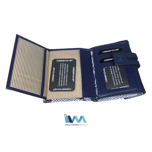 Casanova 32814, Πορτοφόλι Γυναικείο, Δερμάτινο, Μπλε