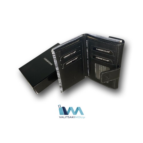 Casanova 35114, Πορτοφόλι Γυναικείο, Δερμάτινο, Μαύρο