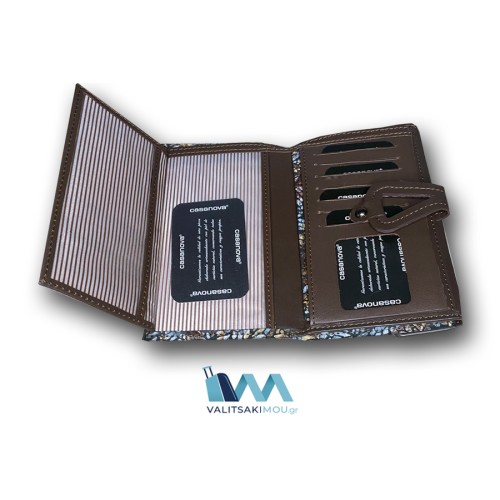 Casanova 34218, Πορτοφόλι Γυναικείο, Δερμάτινο, Καφέ