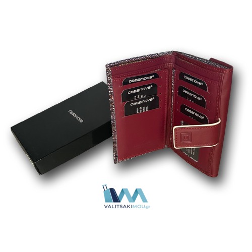 Casanova 36116, Πορτοφόλι Γυναικείο, Δερμάτινο, Κόκκινο