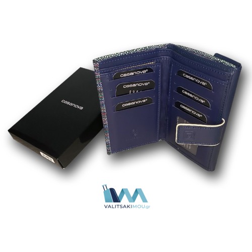 Casanova 36116, Πορτοφόλι Γυναικείο, Δερμάτινο, Μπλε