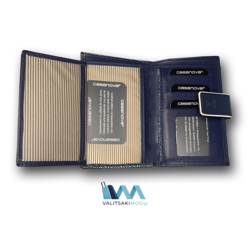 Casanova 36116, Πορτοφόλι Γυναικείο, Δερμάτινο, Μπλε