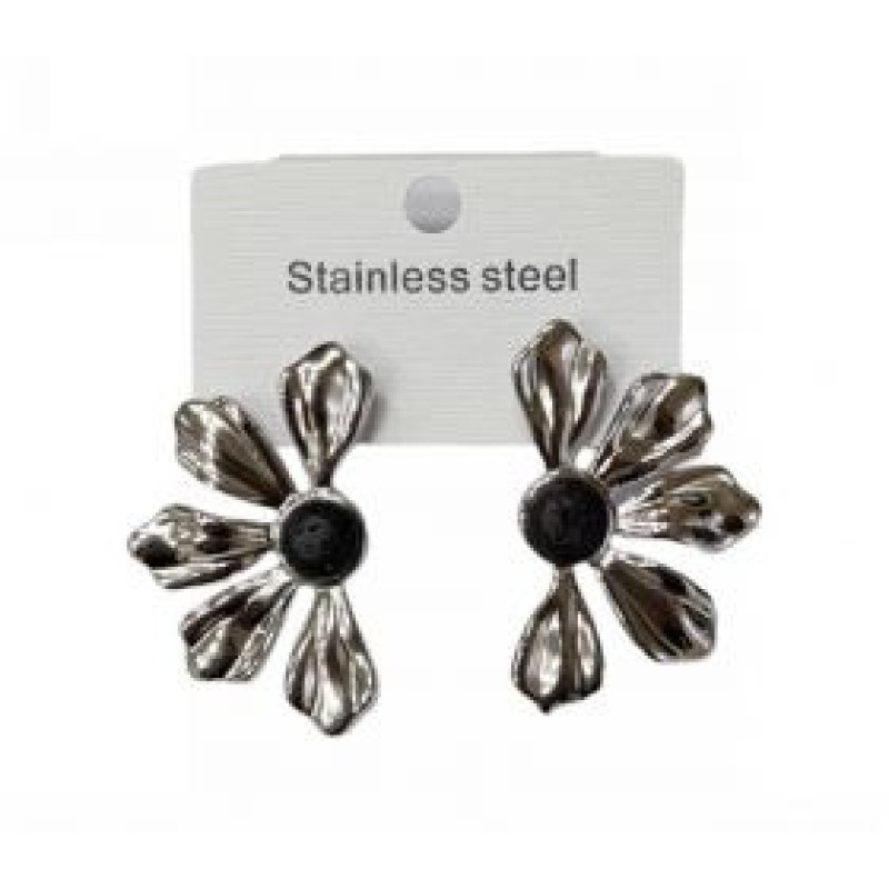 Kostibas 3013-614AA, Σκουλαρίκια, Ατσάλι, Ασημί/Μαύρο