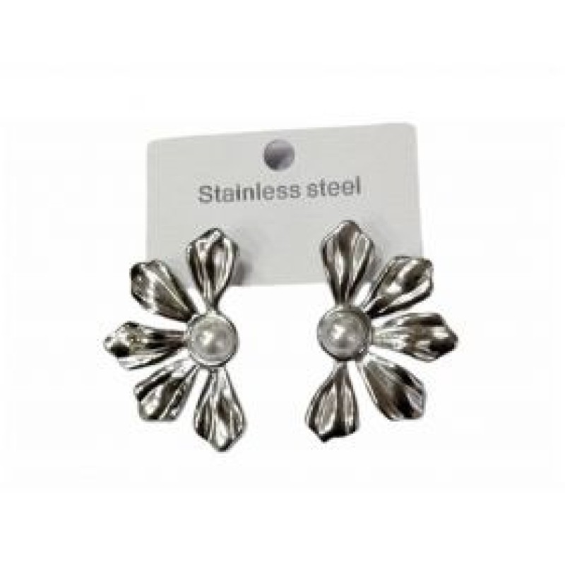 Kostibas 3013-614AL, Σκουλαρίκια, Ατσάλι, Ασημί/Λευκό