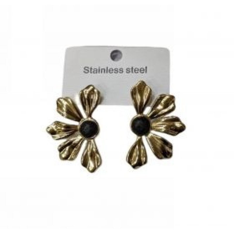 Kostibas 3013-614XA, Σκουλαρίκια, Ατσάλι, Χρυσό/Μαύρο