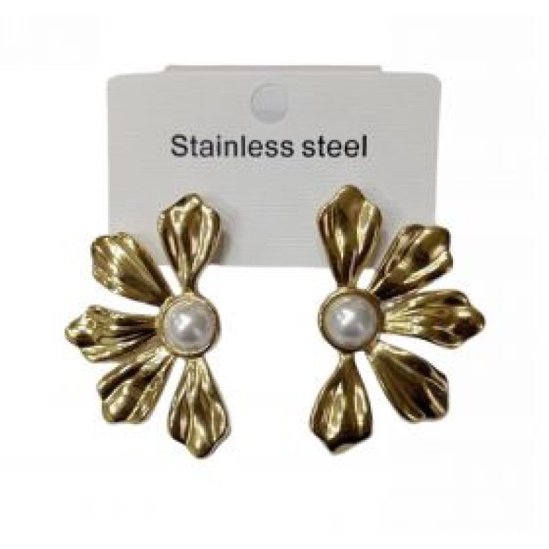 Kostibas 3013-614XL, Σκουλαρίκια, Ατσάλι, Χρυσό/Λευκό