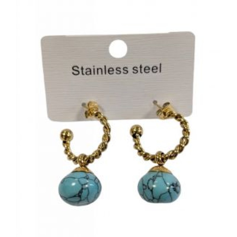 Kostibas 3013-615XD, Σκουλαρίκια, Ατσάλι, Χρυσό/Τιρκουάζ