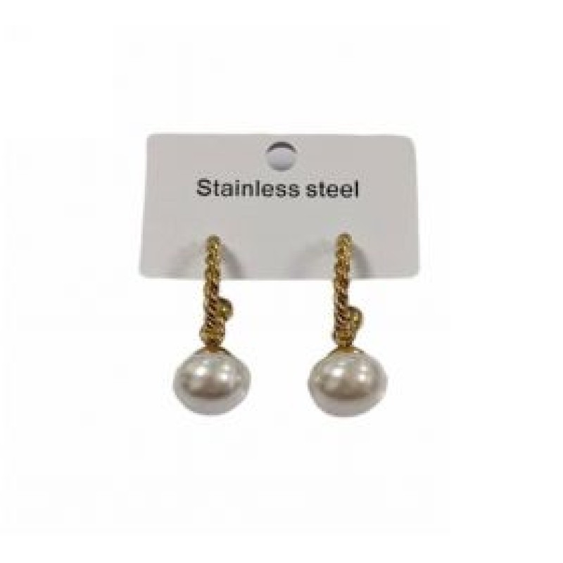 Kostibas 3013-615XL, Σκουλαρίκια, Ατσάλι, Χρυσό/Λευκό