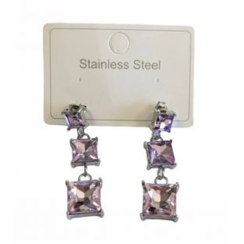 Kostibas 3013-631AJ, Σκουλαρίκια, Ατσάλι, Ασημί/Μωβ