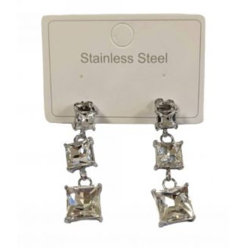 Kostibas 3013-631AL, Σκουλαρίκια, Ατσάλι, Ασημί/Λευκό